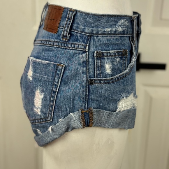 One X One Teaspoon Harlets High Rise Exposed Button Fly Jean Shorts 24 - Picture 5 of 13